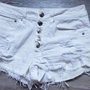 American Eagle High Rise Festival Cutoff Stretch Denim Shorts White Size 6